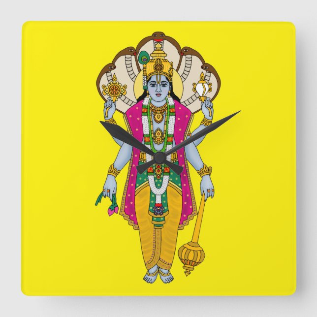 Horloge Carrée Lord Vishnu Wall Clock (Recto)