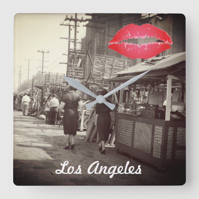 Horloge Carrée Los Angles California 1935, rue Olivera Photo (Recto)