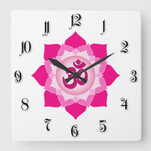 Horloge Carrée Lotus rose