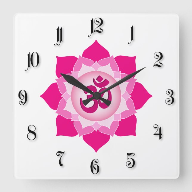 Horloge Carrée Lotus rose (Recto)
