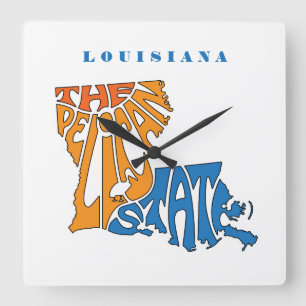 Horloge Carrée Louisiane surnom Word Art