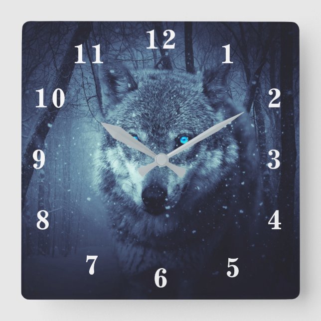 Horloge Carrée Loup (Recto)