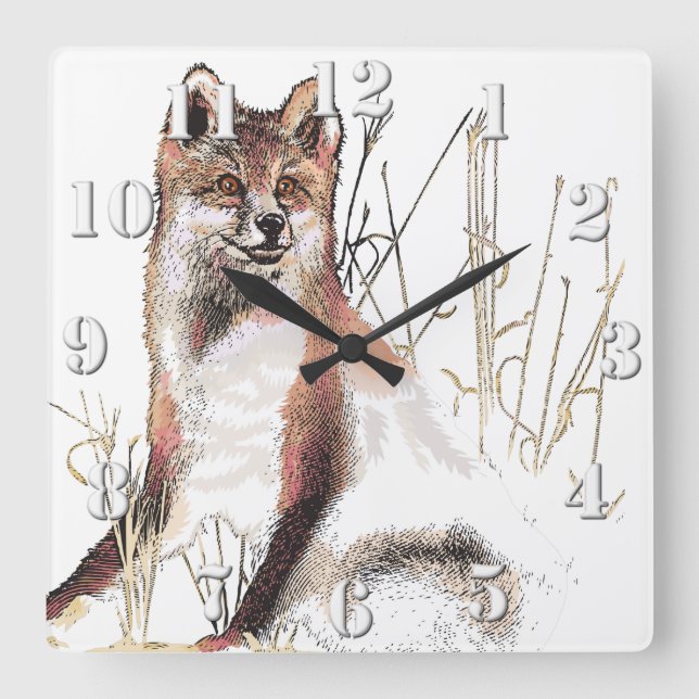 Horloge Carrée Loup d'hiver (Recto)