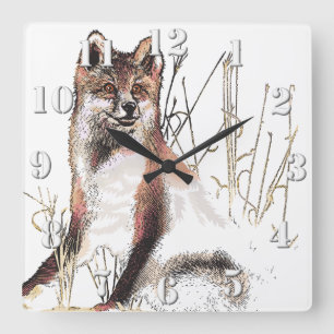 Horloge Carrée Loup d'hiver
