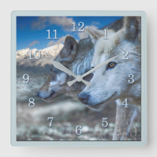 Horloge Carrée Loup gris SENTINEL LOOLES