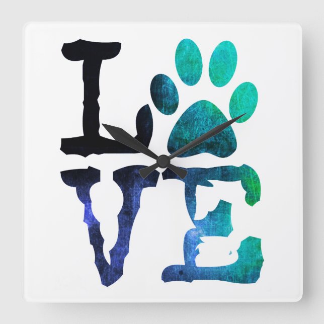 Horloge Carrée LOVE Dog (Recto)