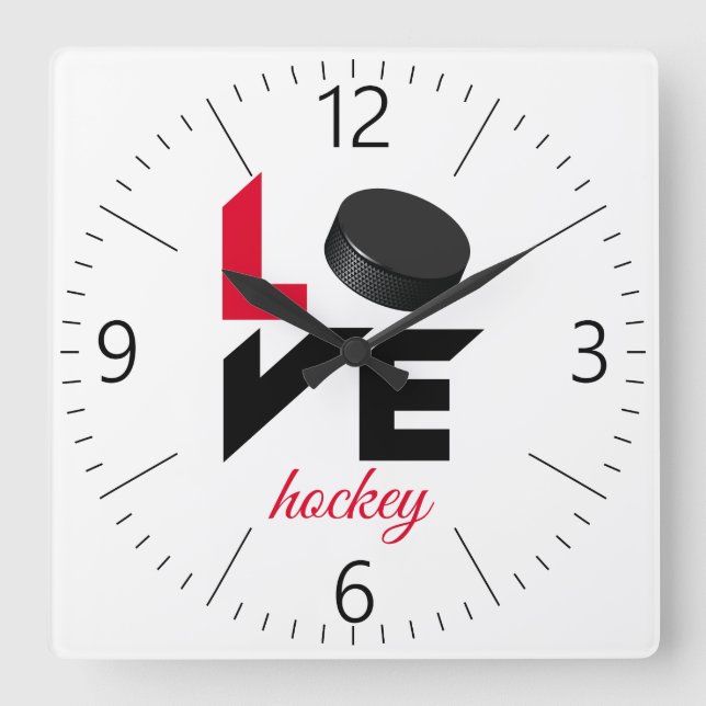 Horloge Carrée Love hockey (Recto)