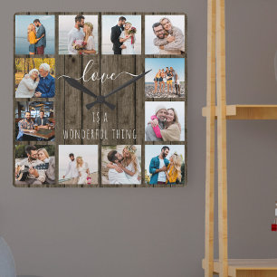 Horloge Carrée Love is a Wonderful Thing quota 12 Photo Wood