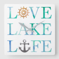 Love Lake Life Typographie nautique Aquarelle