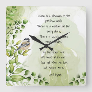 Horloge Carrée Love Nature Citation Inspirationnelle Lord Byron