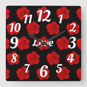 Horloge Carrée Love Valentine Time Eternal Sweet Heart