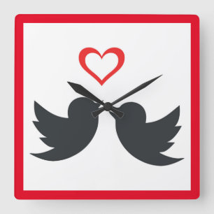 HORLOGE CARRÉE LOVEBIRDS