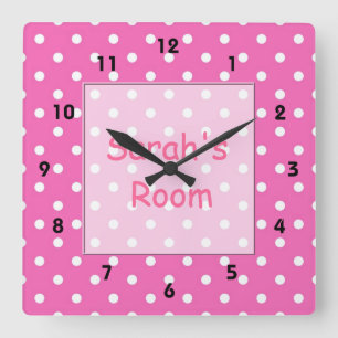 Horloge Carrée Lovely, cute customize, personnel rose