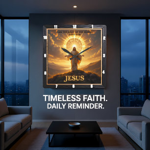 Horloge Carrée Lumière de Jésus Monde Montagne Halo Seigneur