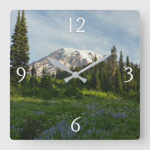 Horloge Carrée Lumière du matin sur le mont Rainier