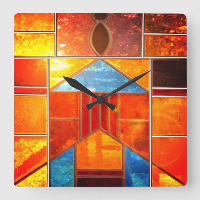 Horloge Carrée Lumière magique qui se déverse des fenêtres (Recto)