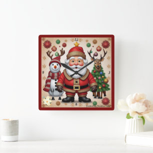 Horloge Carrée "Lumières d'or"