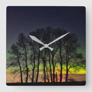 Horloge Carrée Lumières du Nord Manitoba Canada Grande Pointe