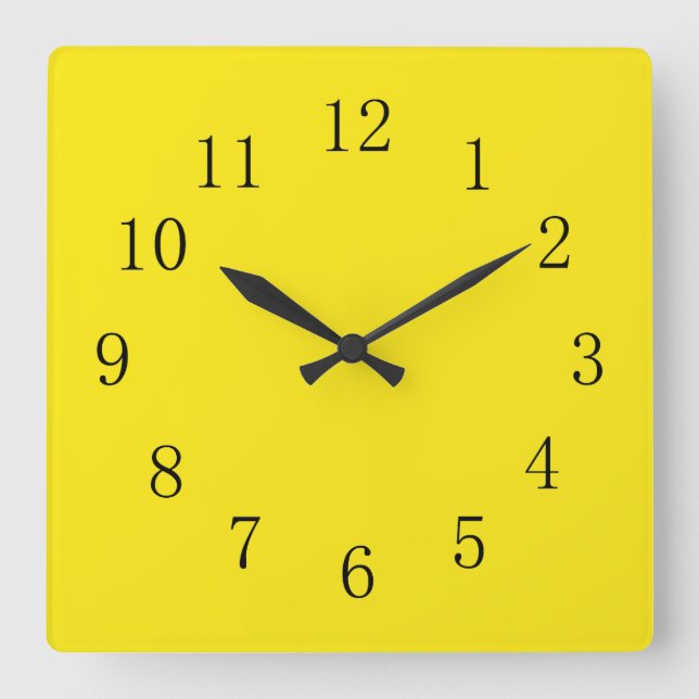 Horloge Carrée Lumineux jaune citron (Recto)