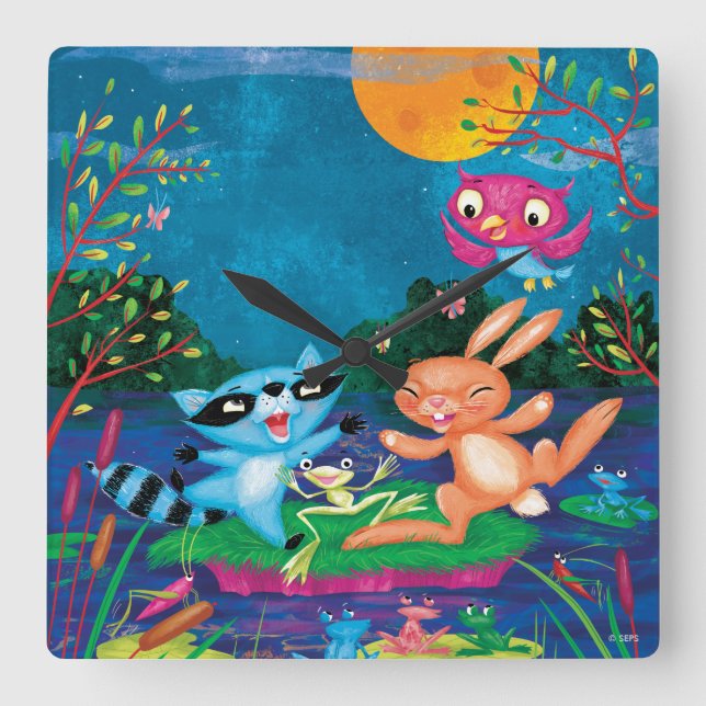 Horloge Carrée Lune d'automne (Recto)