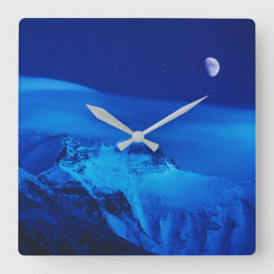 Horloge Carrée Lune sur le mont Everest Tibet, Chine