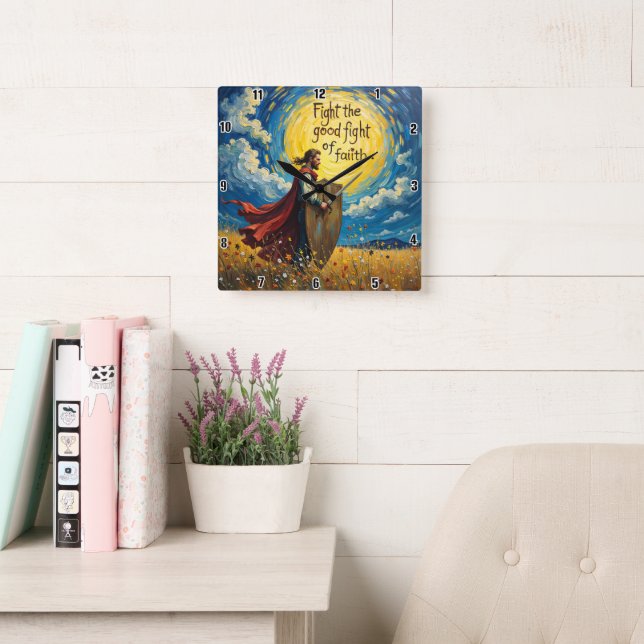 Horloge Carrée Lutter contre le bon combat de la foi (Salle de lecture)