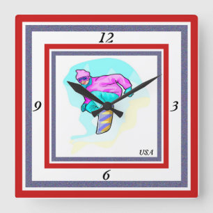 Horloge Carrée Luv to Snowboard