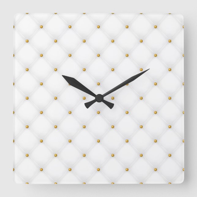 Horloge Carrée Luxe sans couture blanc et or 1 (Recto)