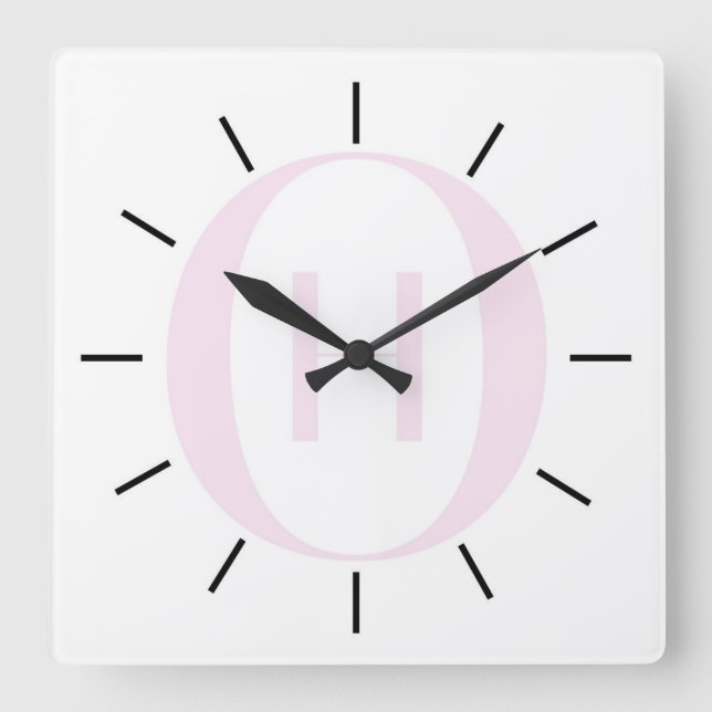 Horloge Carrée Luxury Monogram Initial Wall Clock (Recto)
