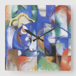 Horloge Carrée Lying Bull de Franz Marc, Cubism Art Vintage