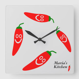 Horloge Carrée M. Hot Pepper - Cuisine personnalisée