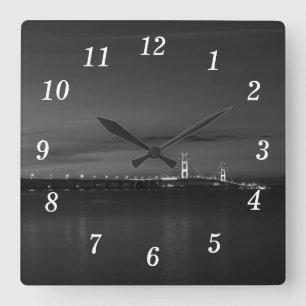 Horloge Carrée Mac puissant à la nuit Pano en niveaux de gris hor