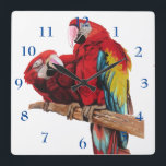 Horloge Carrée Macaw Watercolor Parrot Bird Childrens<br><div class="desc">Macaw Watercolor Parrot Bird Children's Room Clock,  with a fully customisable name. For all those young at heart a lovely venin,  using one of my original watercolors. Add a little magic to your life !</div>