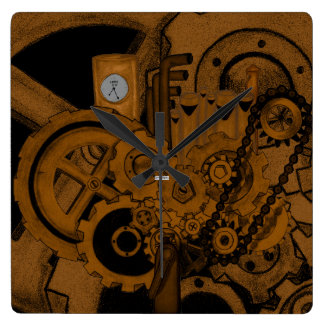 Horloge Carrée Machines à vapeur (cuivre)