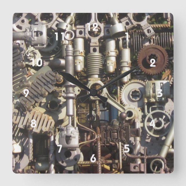 Horloge Carrée Machines mécaniques Steampunk (Recto)
