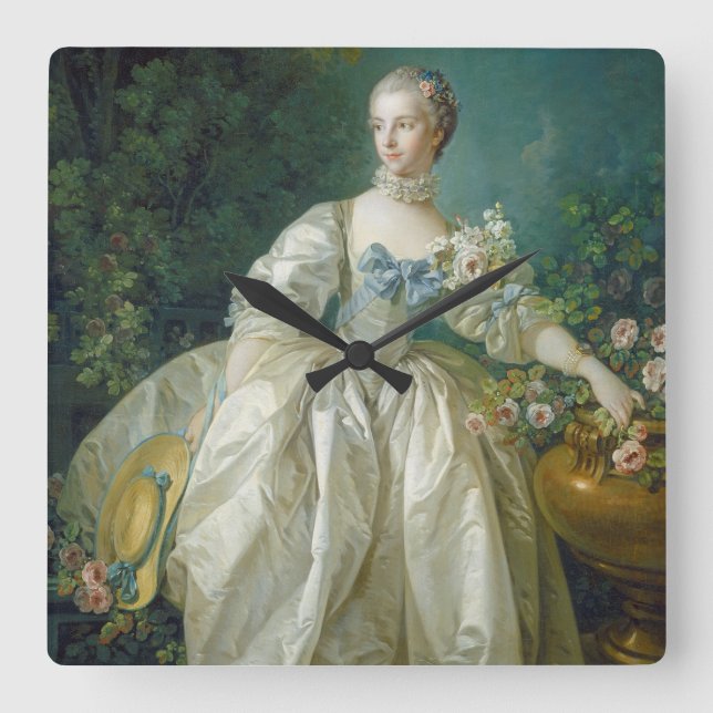 Horloge Carrée Madame Bergeret, C. 1766 (huile sur la toile) (Recto)