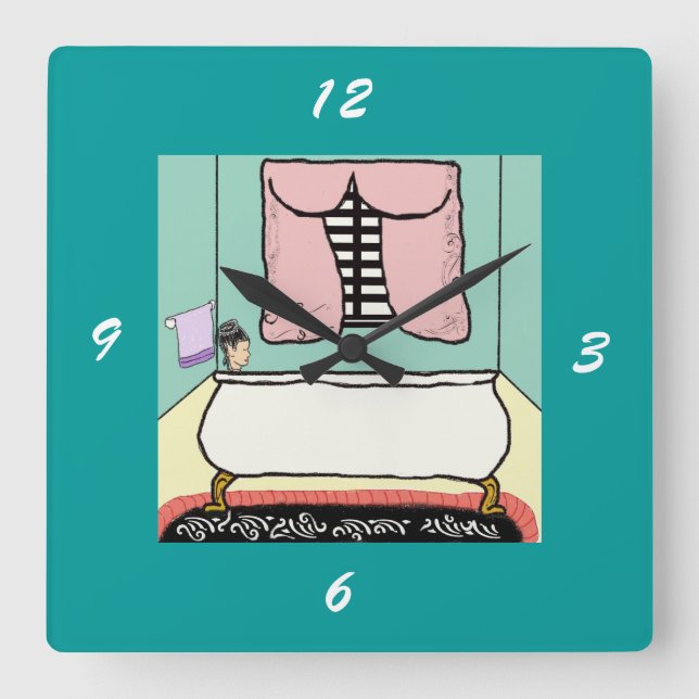 Horloge Carrée Madame dans l'horloge murale de baignoire (Recto)