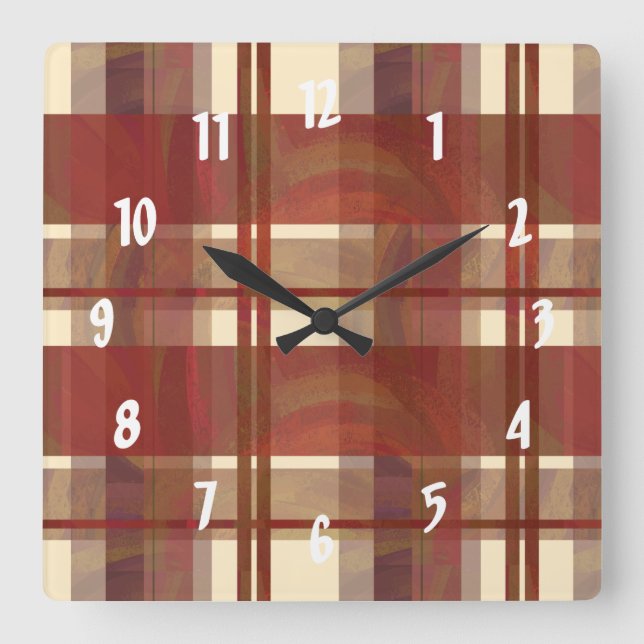 Horloge Carrée Madras Plaid Fall Red (Recto)