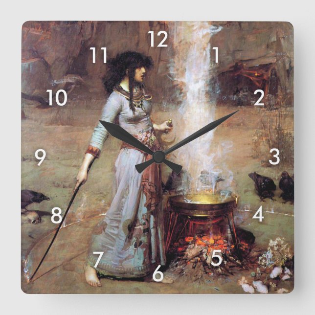 Horloge Carrée Magic Circle John William Waterhouse (Recto)