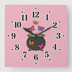 Horloge Carrée Magical Butterflies from a cauldron