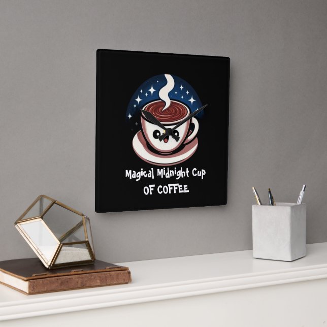 Horloge Carrée Magical Midnight Cup Of Coffee  (Bureau)