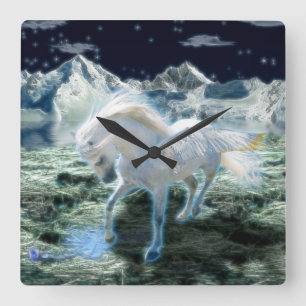 Horloge Carrée Magical Pegasus Fantasy Art Wall Clock
