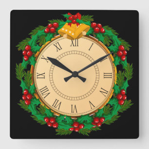 Horloge Carrée Magnifique Vintage Visage chiffres romains Noël