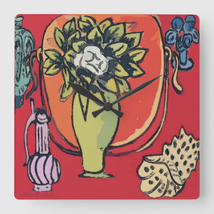 Horloge Carrée Magnolia à Vase, après Matisse