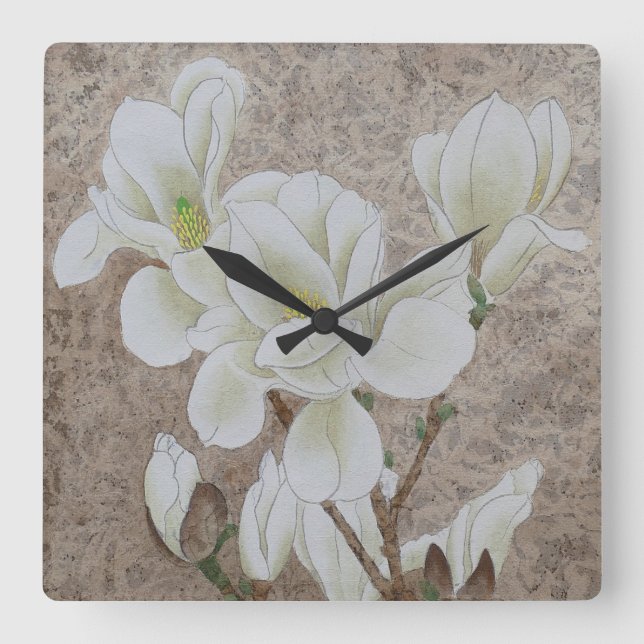 Horloge Carrée Magnolia blossom (Recto)