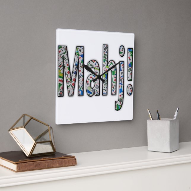 Horloge Carrée Mahjong Square Clock - Mahj! (Bureau)