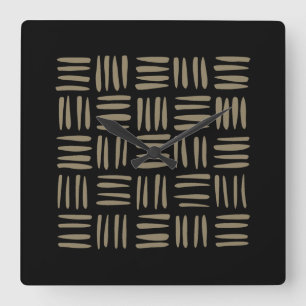 Horloge Carrée Main Drawn Tribal Inspecred Line Art