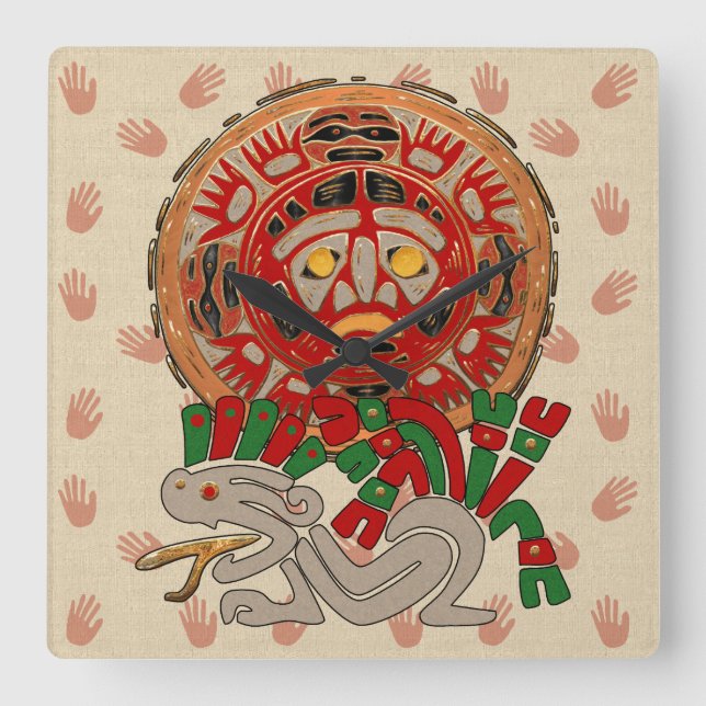 Horloge Carrée Mains Dans Le Soleil (Recto)