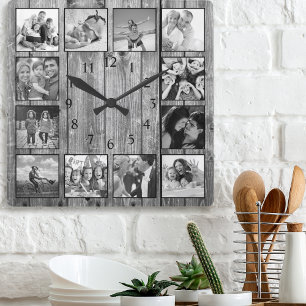 Horloge Carrée Maison de ferme moderne Famille Rustique Collage p