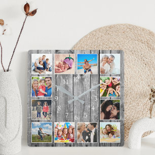 Horloge Carrée Maison de ferme moderne Famille Rustique Collage p